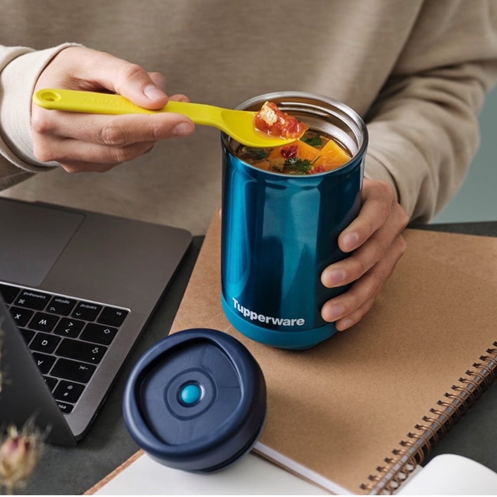 New blue Tupperware thermal stacking container 350ML
